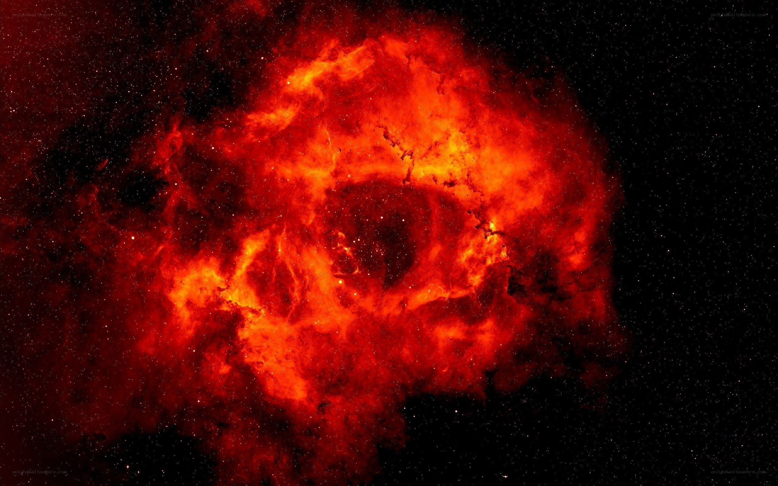 Red nebula in space