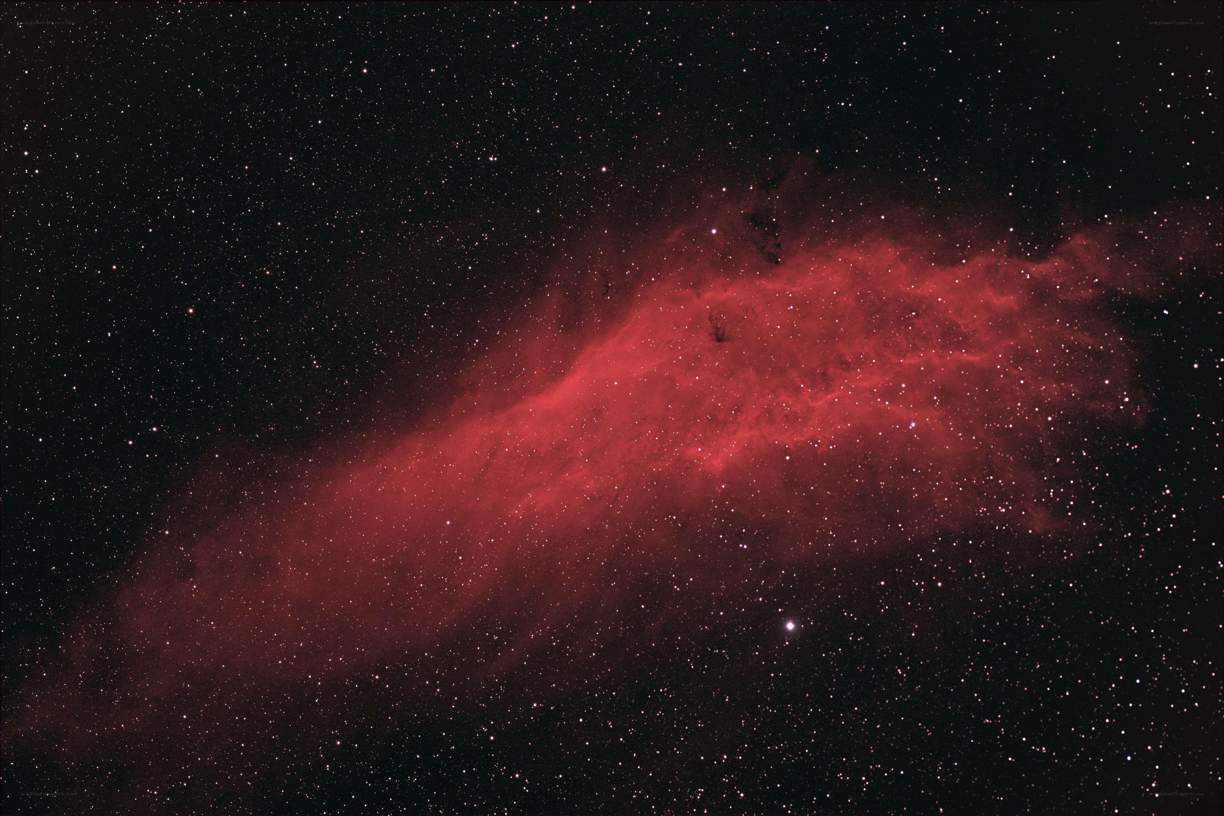 Red nebula in space
