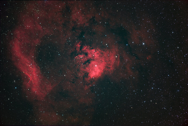 Red nebula in space