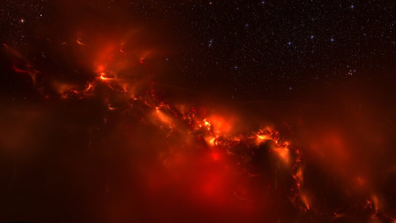 Red nebula in space