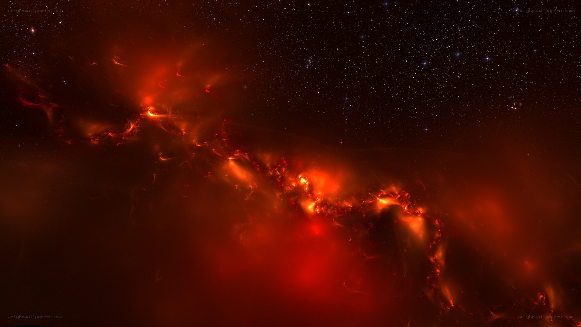 Red nebula in space