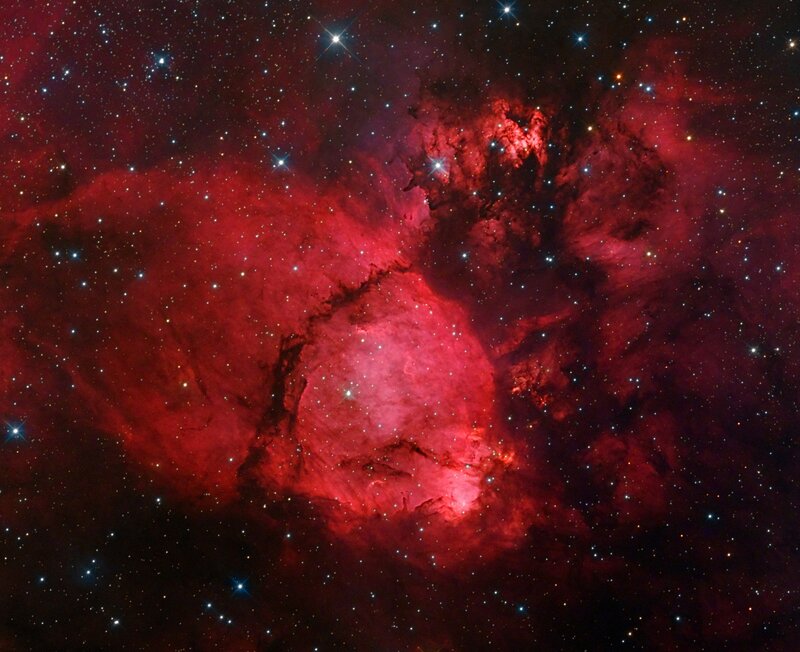 Red nebula in space