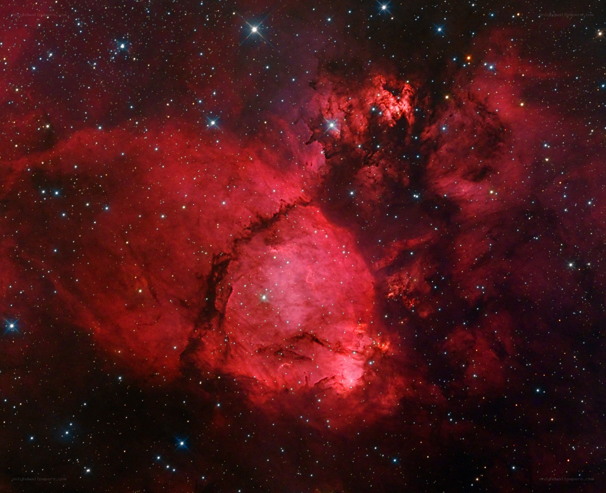 Red nebula in space
