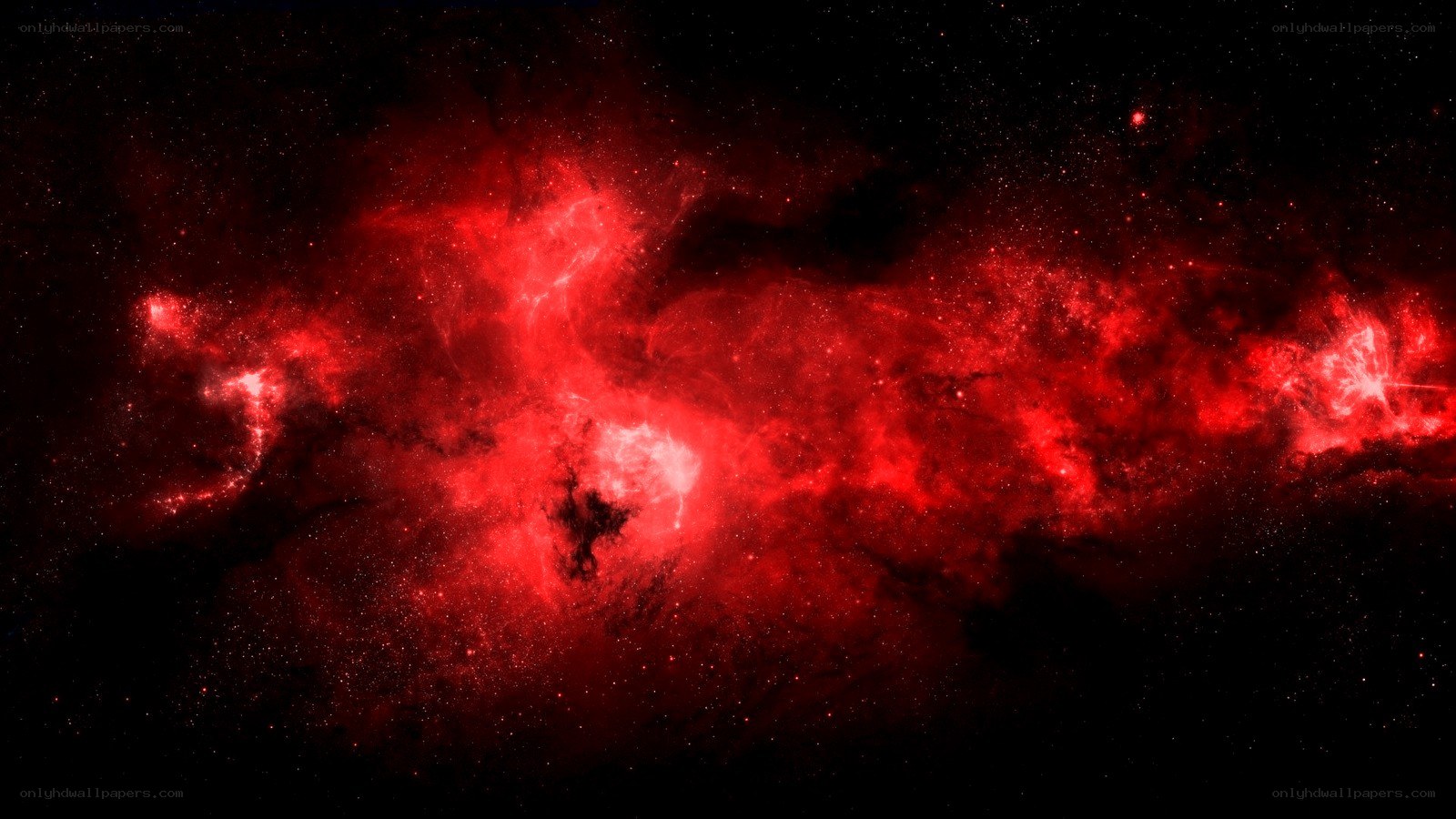 Red nebula in space