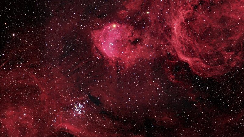 Red nebula in space