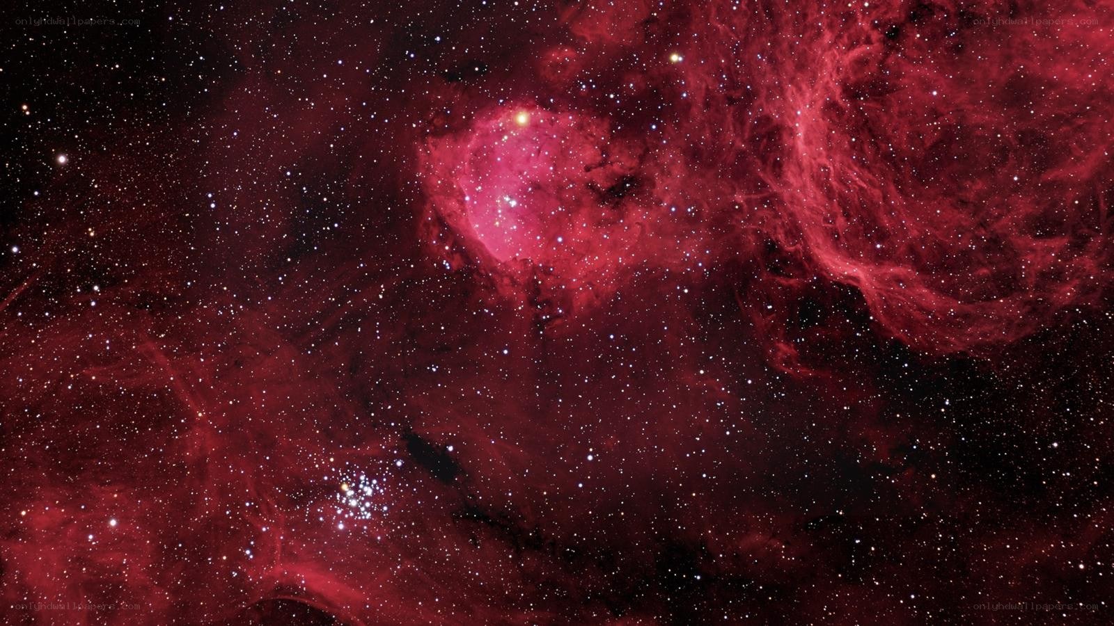 Red nebula in space