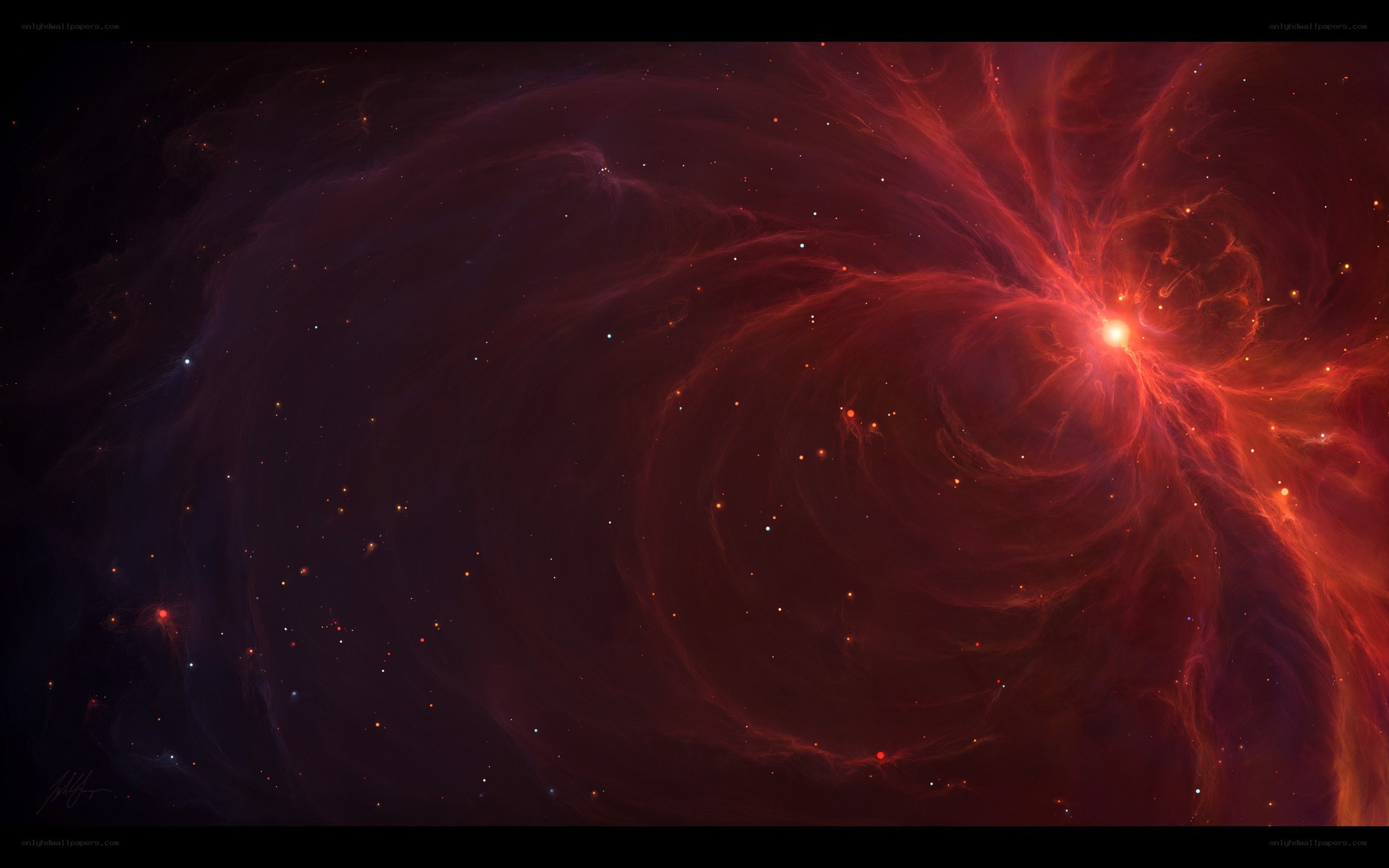 Red nebula in space
