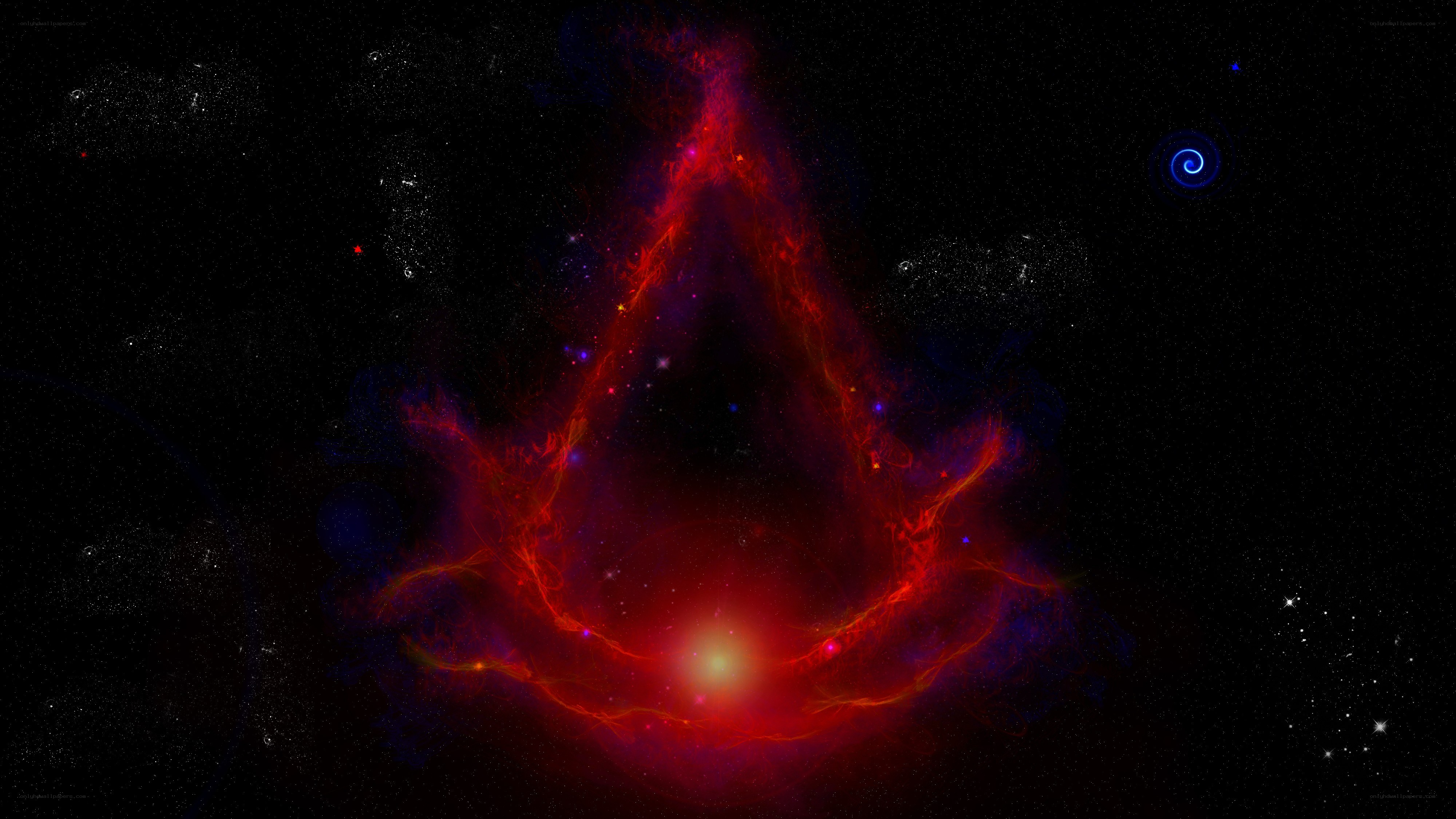 Red nebula in space