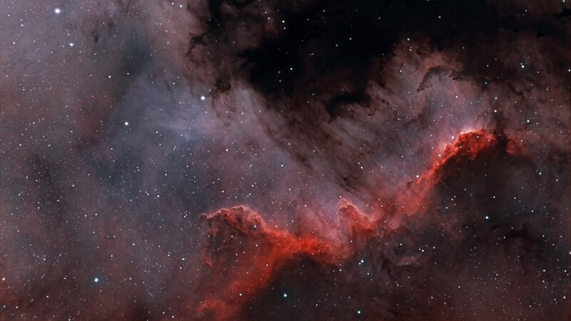 Red nebula in space