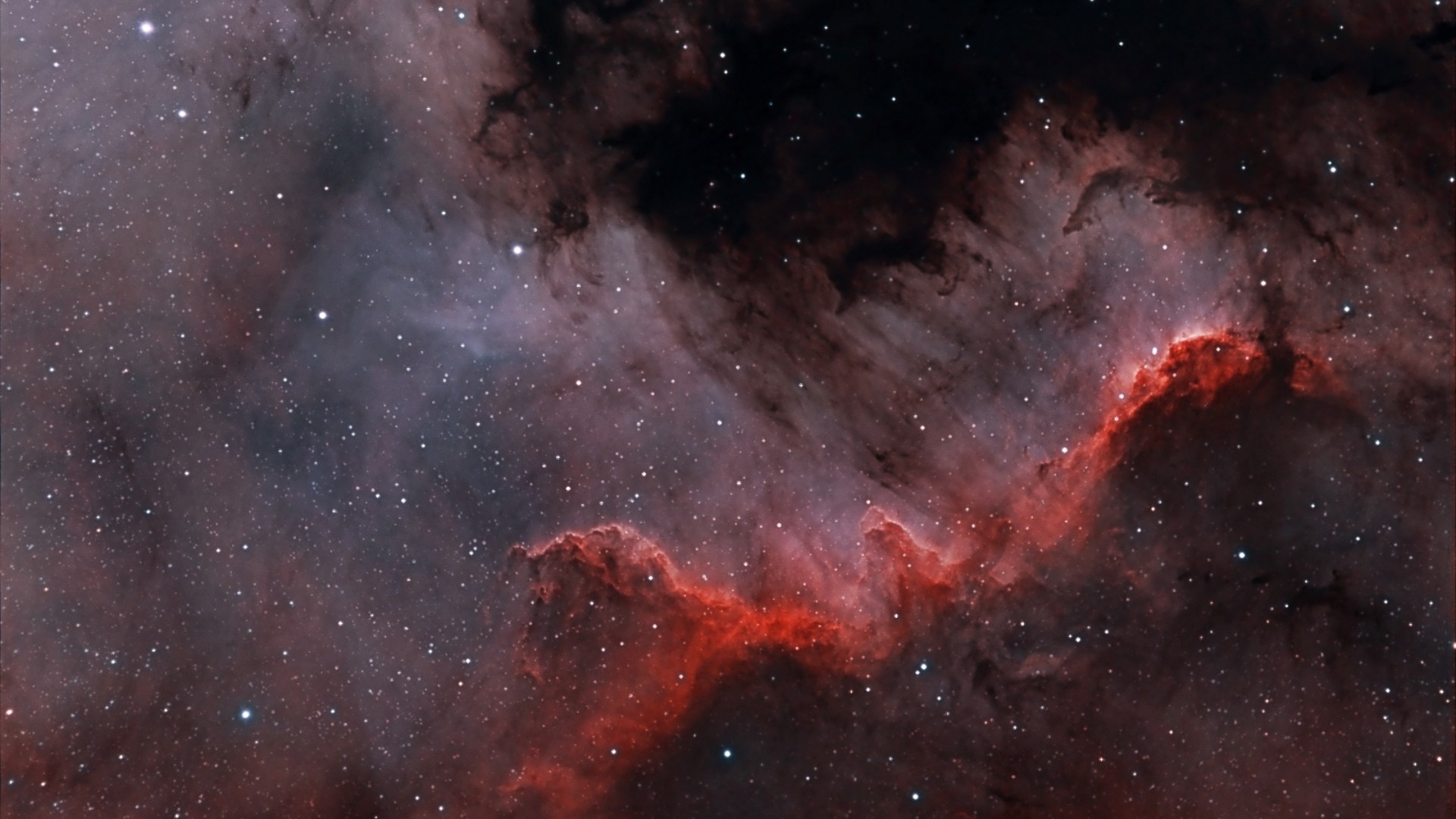 Red nebula in space