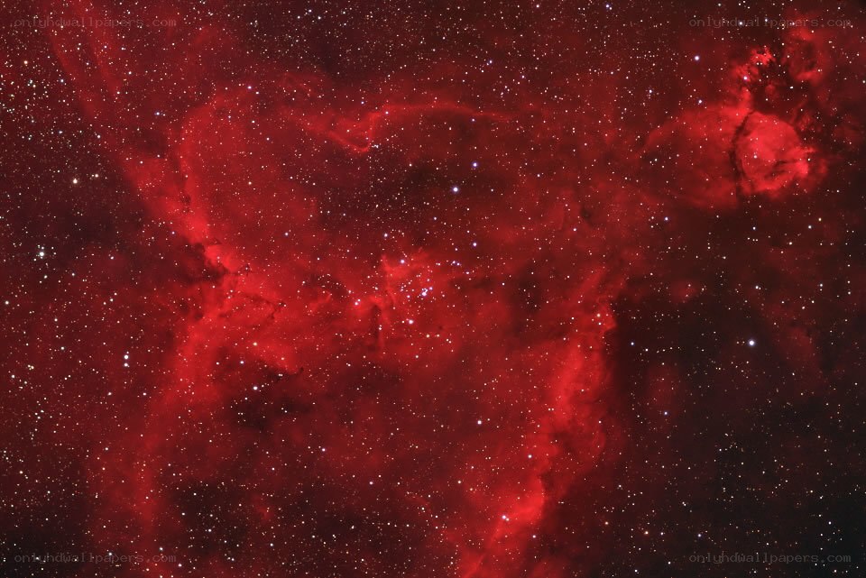 Red nebula in space