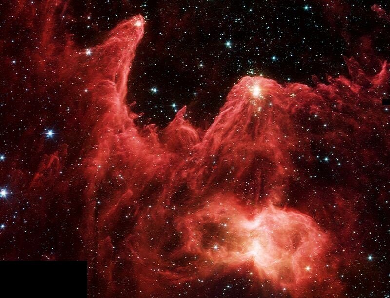 Red nebula in space