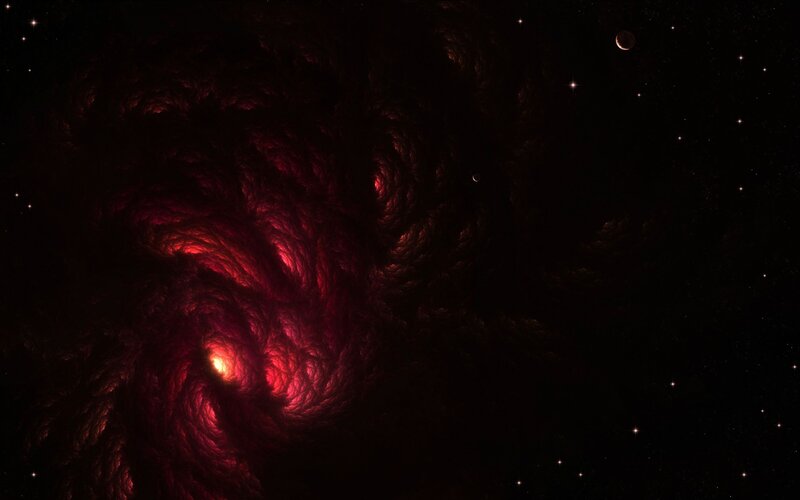 Red Nebula in Space — Black, Dramatic, Night