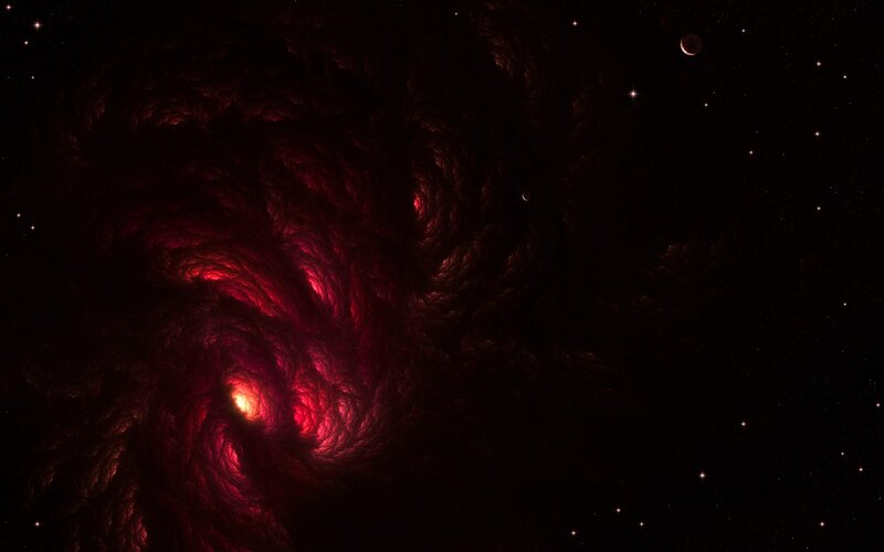 Red Nebula in Space — Black, Dramatic