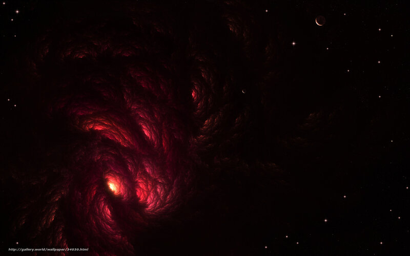 Red Nebula in Space — Black