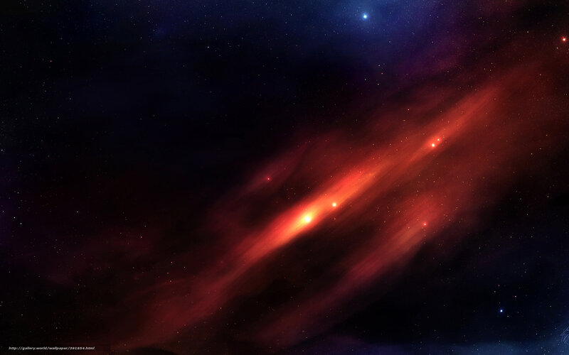 Red Nebula in Space — Cosmic, Night, Digital Art