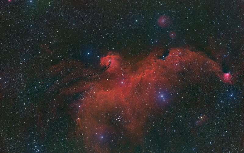 Red Nebula in Space — Cosmic, Night, Photograph, Stars, Gas Cloud, Dust