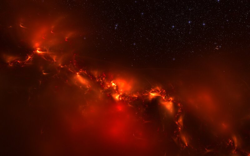 Red Nebula in Space — Digital Art, Stars