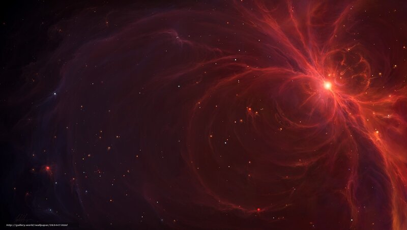 Red Nebula in Space — Dramatic, Digital Art, Stars, Gas Clouds