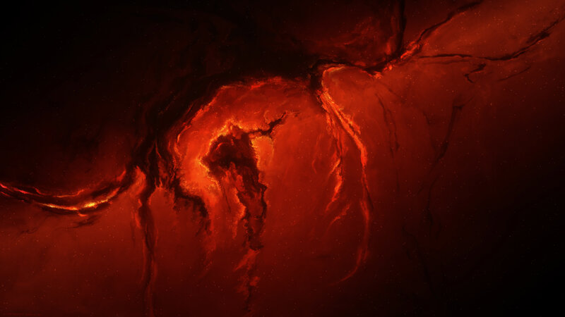 Red Nebula in Space — Dramatic, Digital Art, Stars