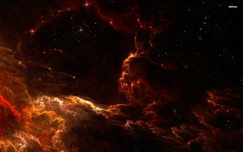 Red Nebula in Space — Dramatic, Night, Digital Art, Stars, Cosmic Dust