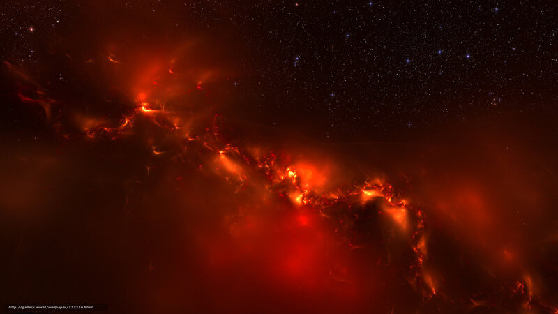 Red Nebula in Space — Dramatic, Night, Digital Art, Stars, Gas Clouds