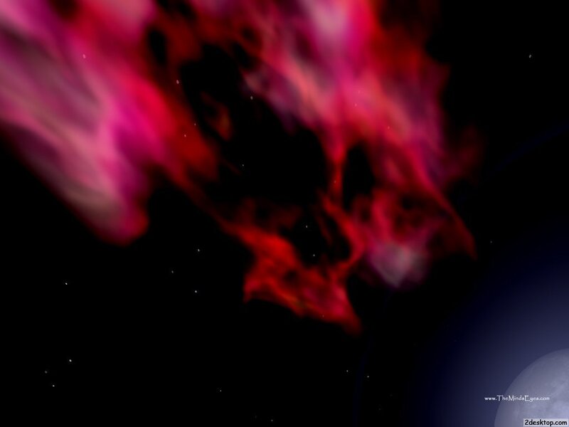Red Nebula in Space — Dramatic, Night, Digital Art, Stars, Planet