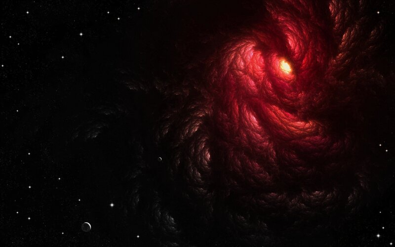 Red Nebula in Space — Dramatic, Night, Digital Art, Stars, Planets