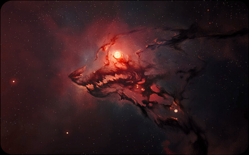 Red Nebula in Space — Dramatic, Night, Digital Art, Stars