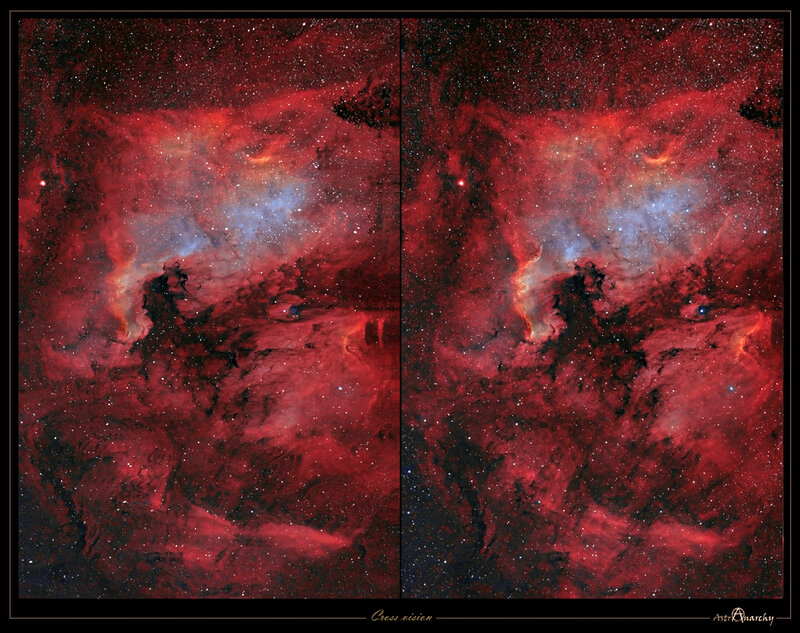 Red Nebula in Space — Dramatic, Night, Photograph, Stars, Cosmic Dust, Gas Clouds, Black