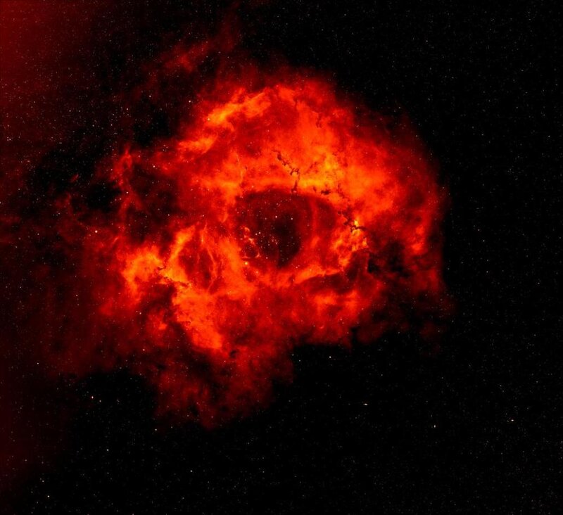 Red Nebula in Space — Dramatic, Photograph, Stars, Gas Cloud