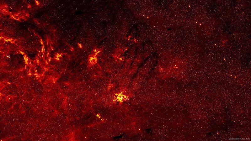 Red Nebula in Space — Dramatic, Photograph, Stars, Gas Clouds