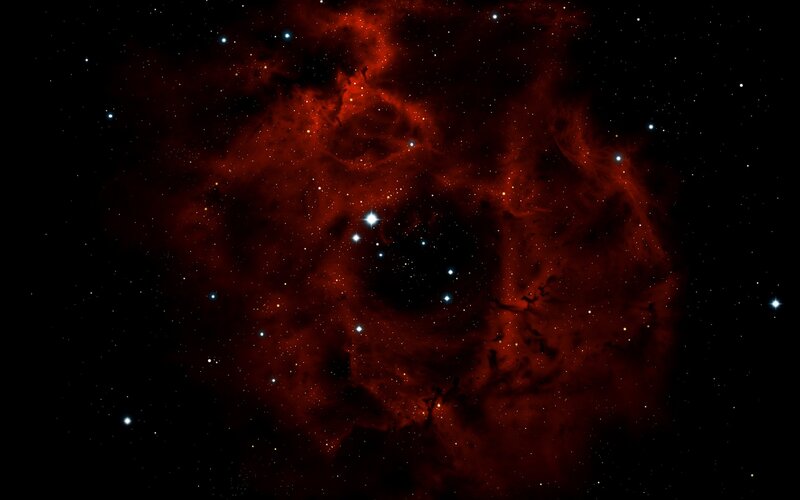 Red Nebula in Space — Gas Clouds, Black