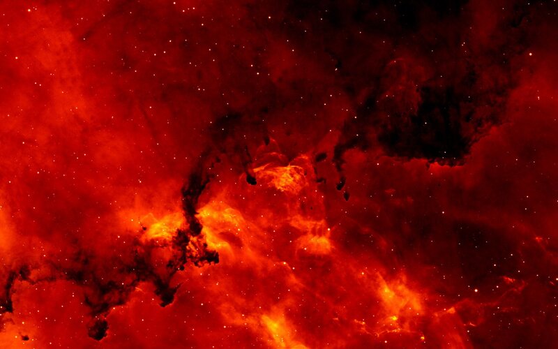 Red Nebula in Space — Gas Clouds, Orange