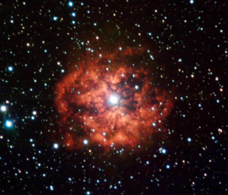Red Nebula in Space — Photograph, Gas Cloud
