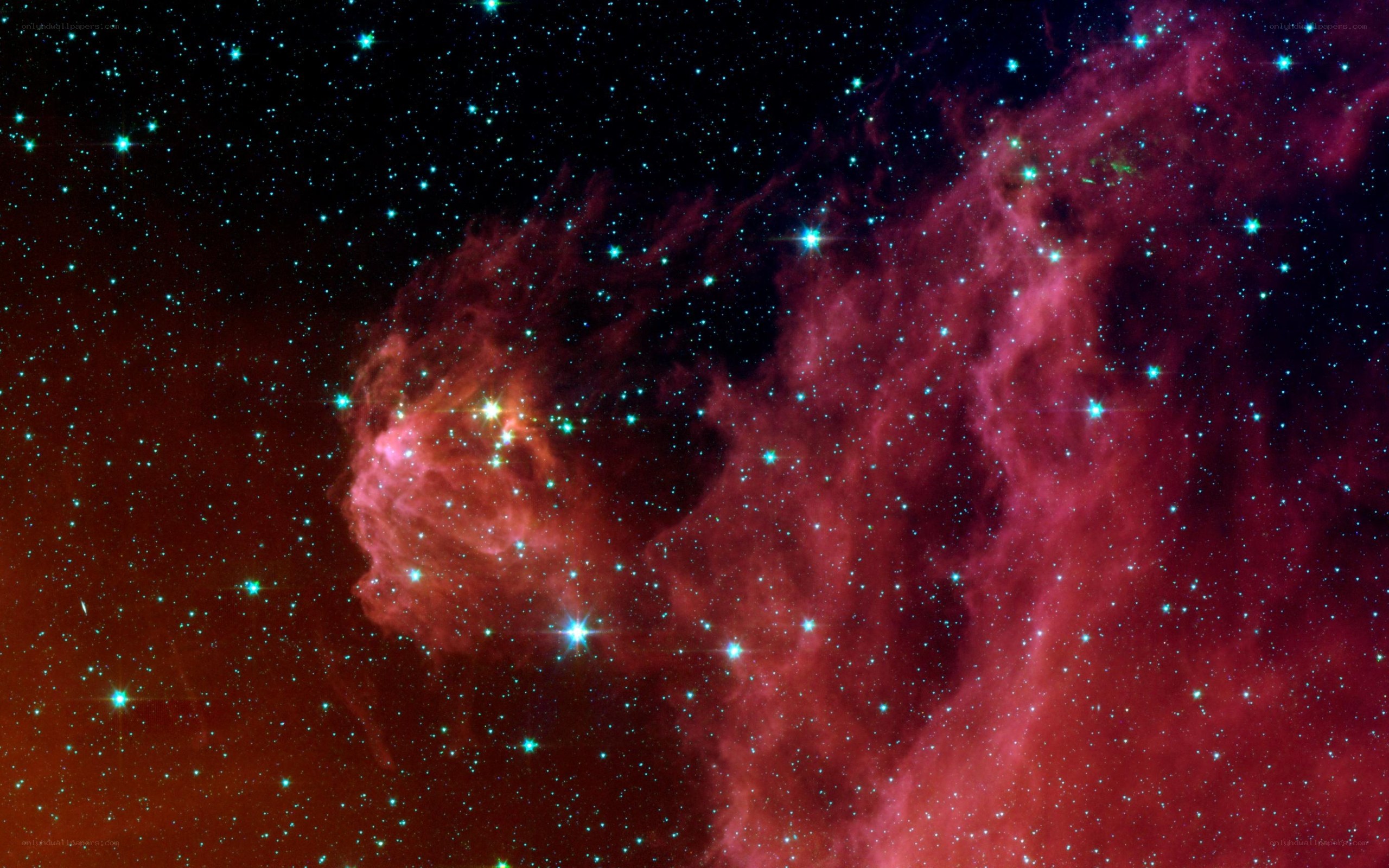 Red nebula in star field