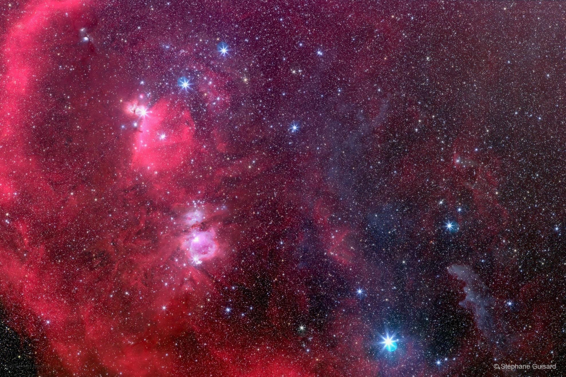 Red nebula in starfield