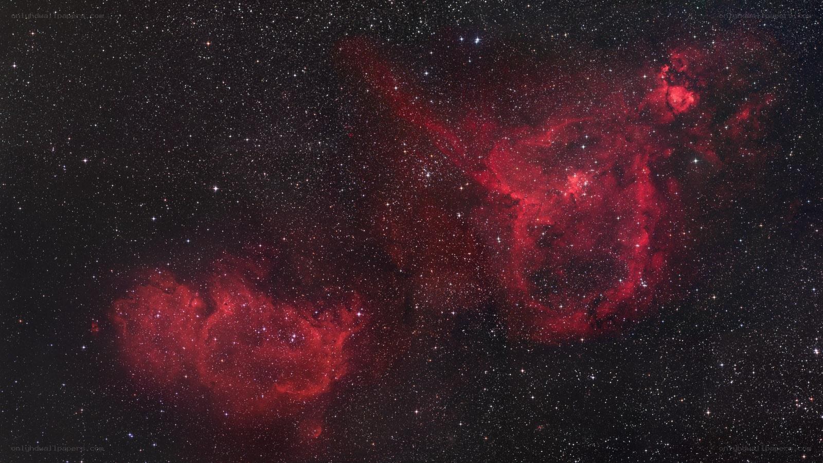 Red nebula in starfield