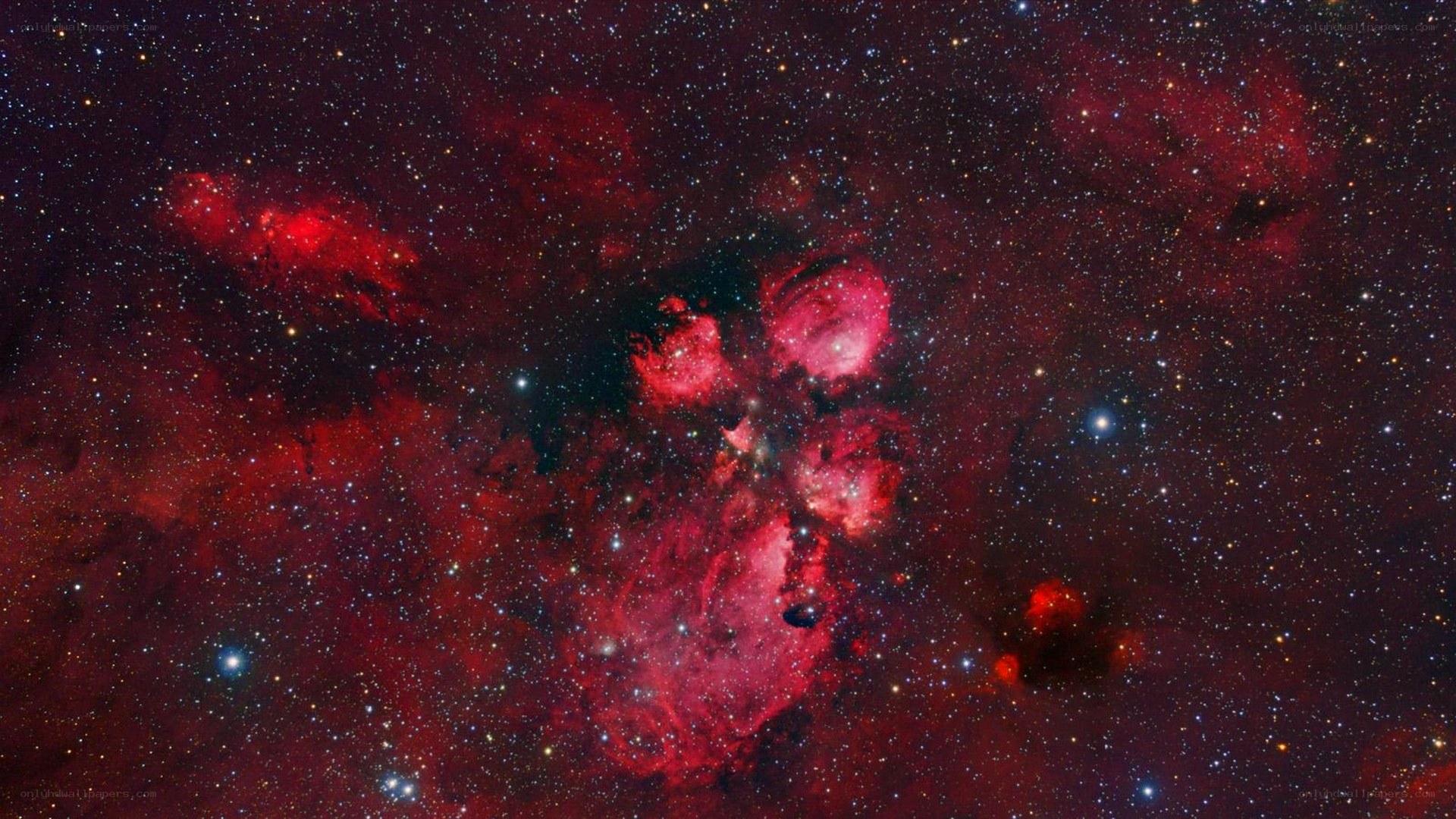 Red nebula in starfield