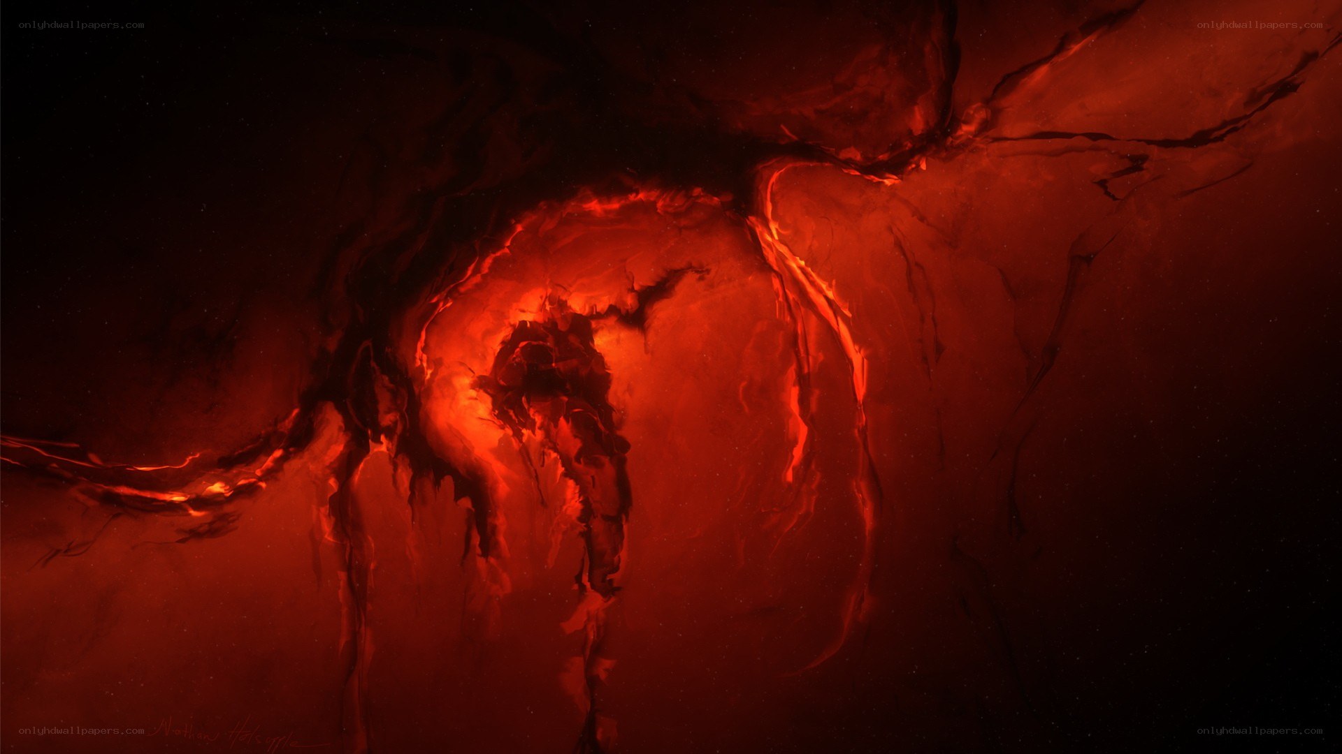 red nebula with dark void