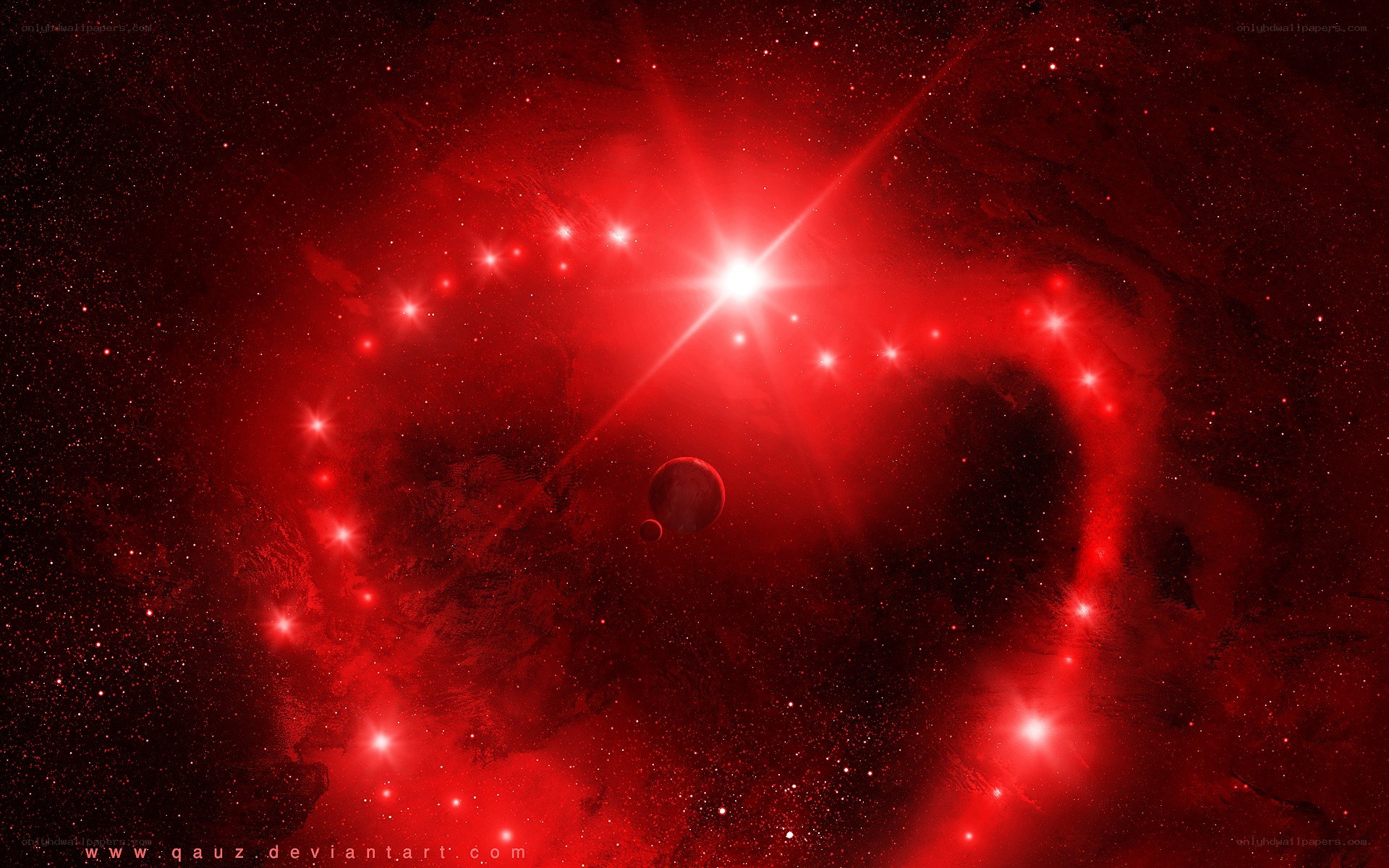 Red nebula with stars