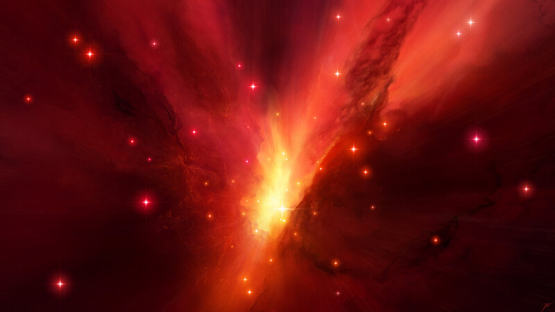 Red Nebula with Stars — Dramatic