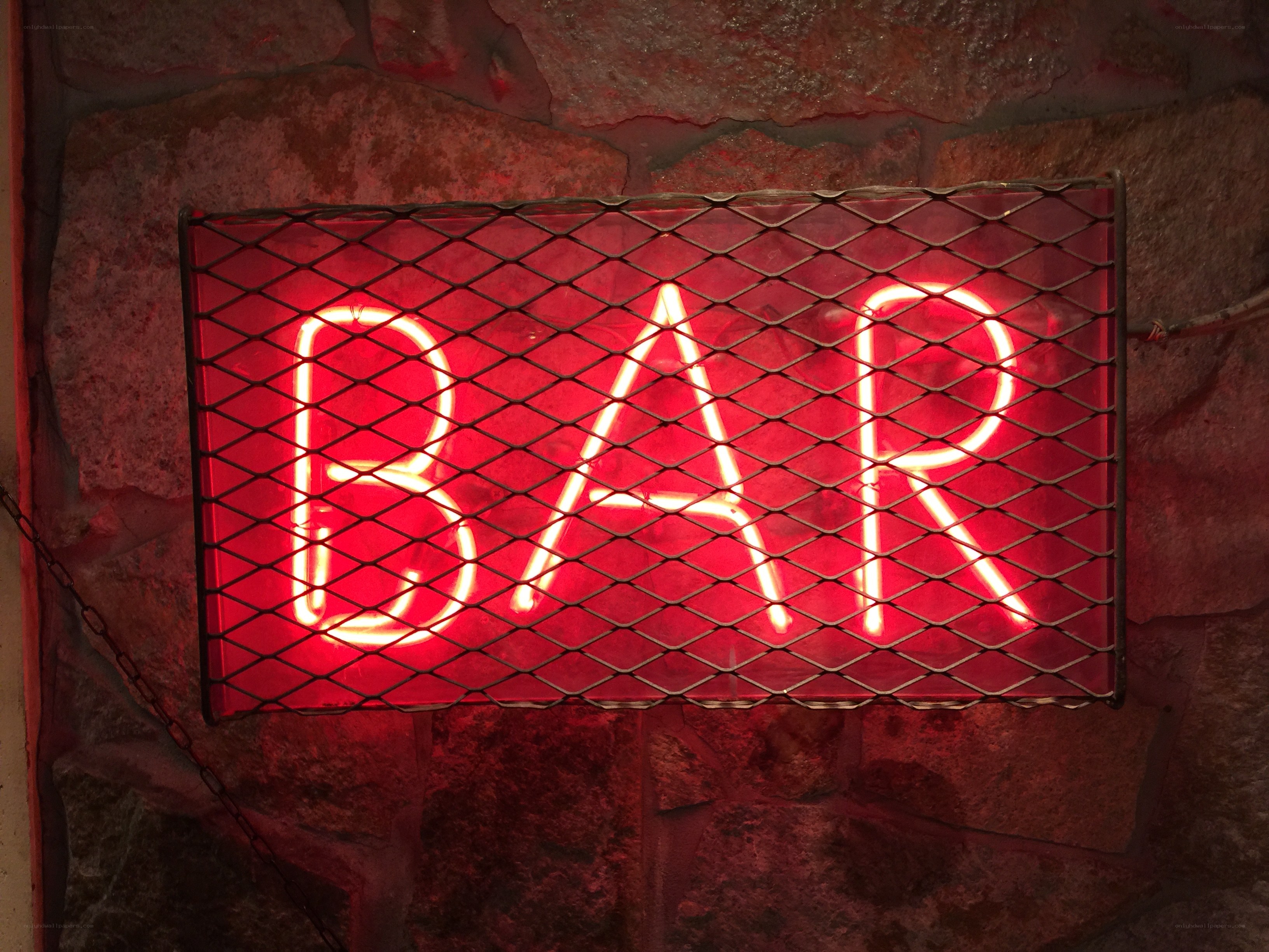 Red neon bar sign