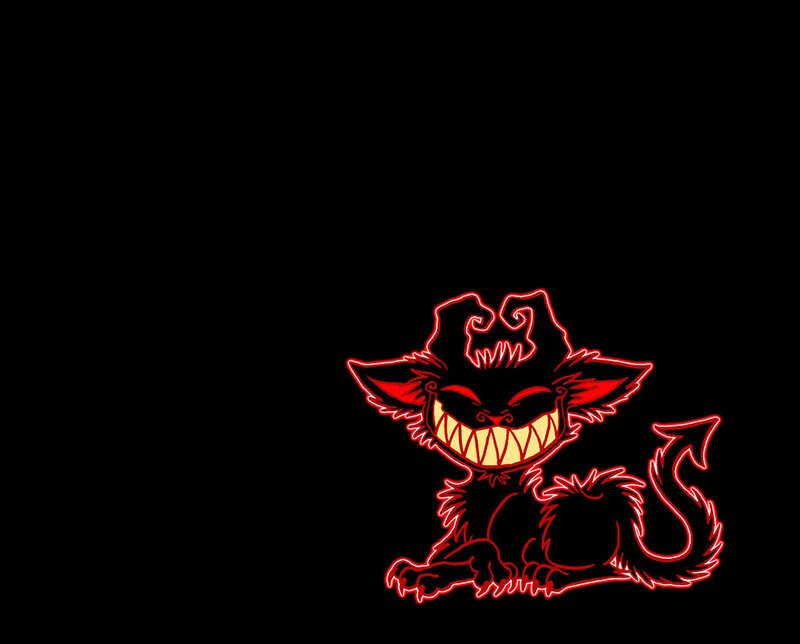 red neon devil cat