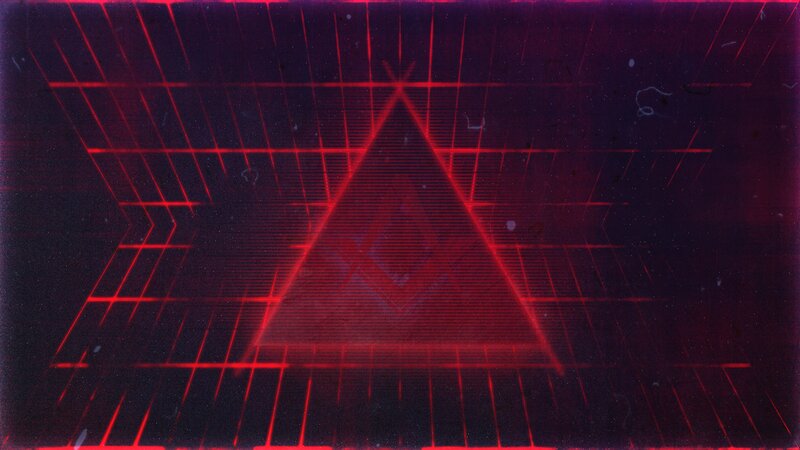 Red Neon Grid Triangle
