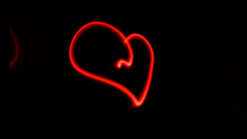 Red neon heart light