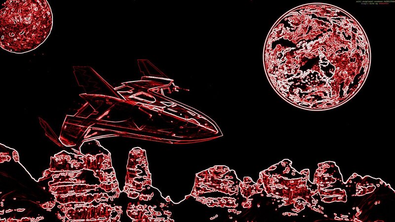 Red neon space scene