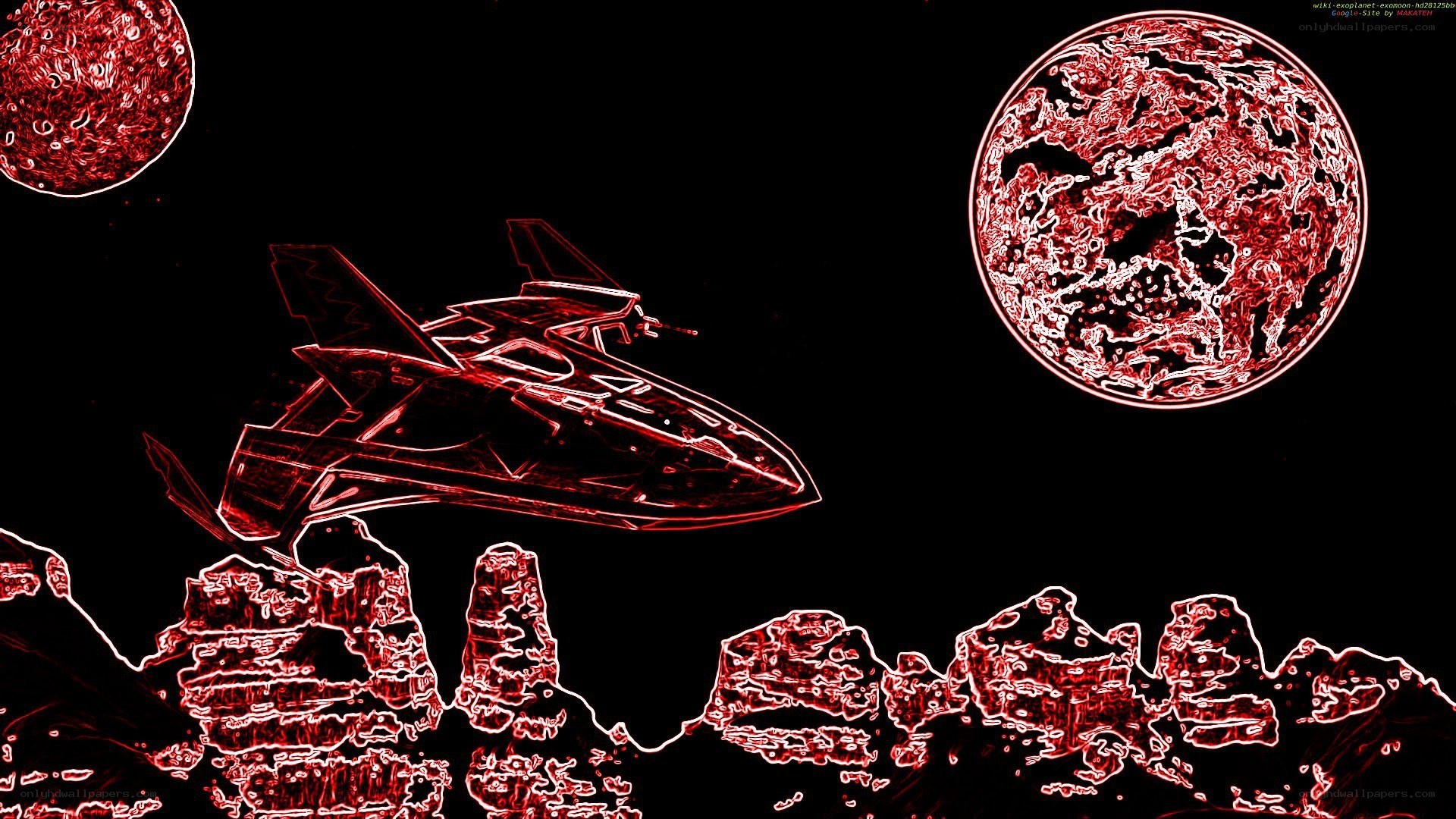 Red neon space scene