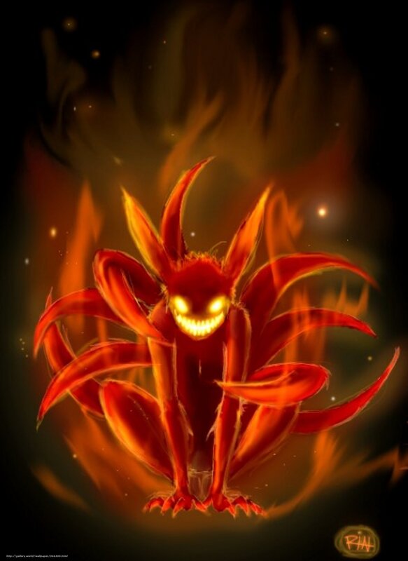 Red Nine-tailed Fox — Dramatic, Digital Art