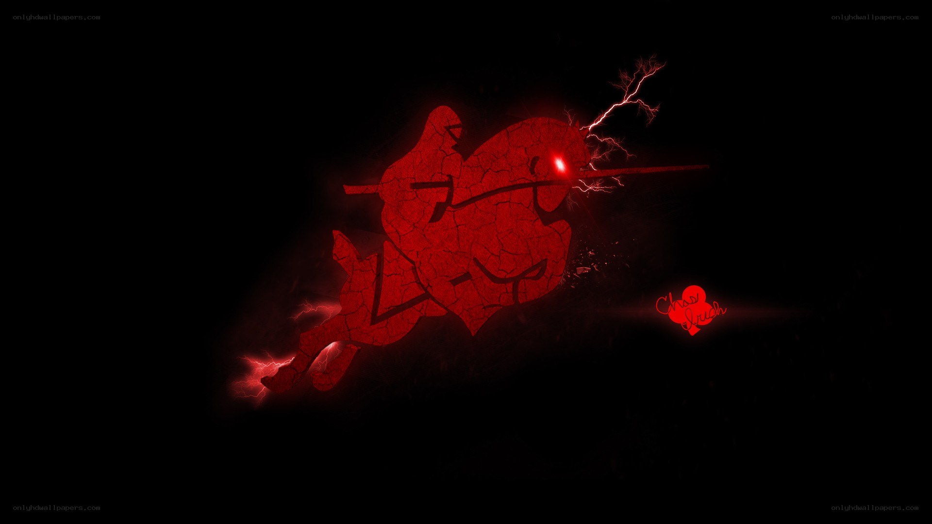 red ninja silhouette with lightning